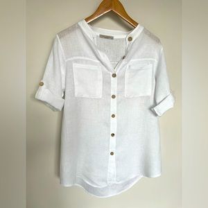 VIOLA BORGHY 100 % linen button down blouse